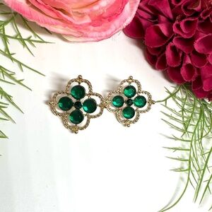 NEW⚜️Emerald Green Crystal Flower Earrings